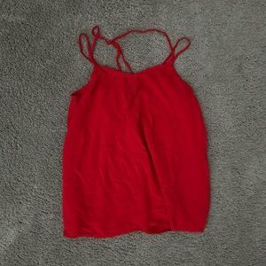 red flowy tank top with strappy back